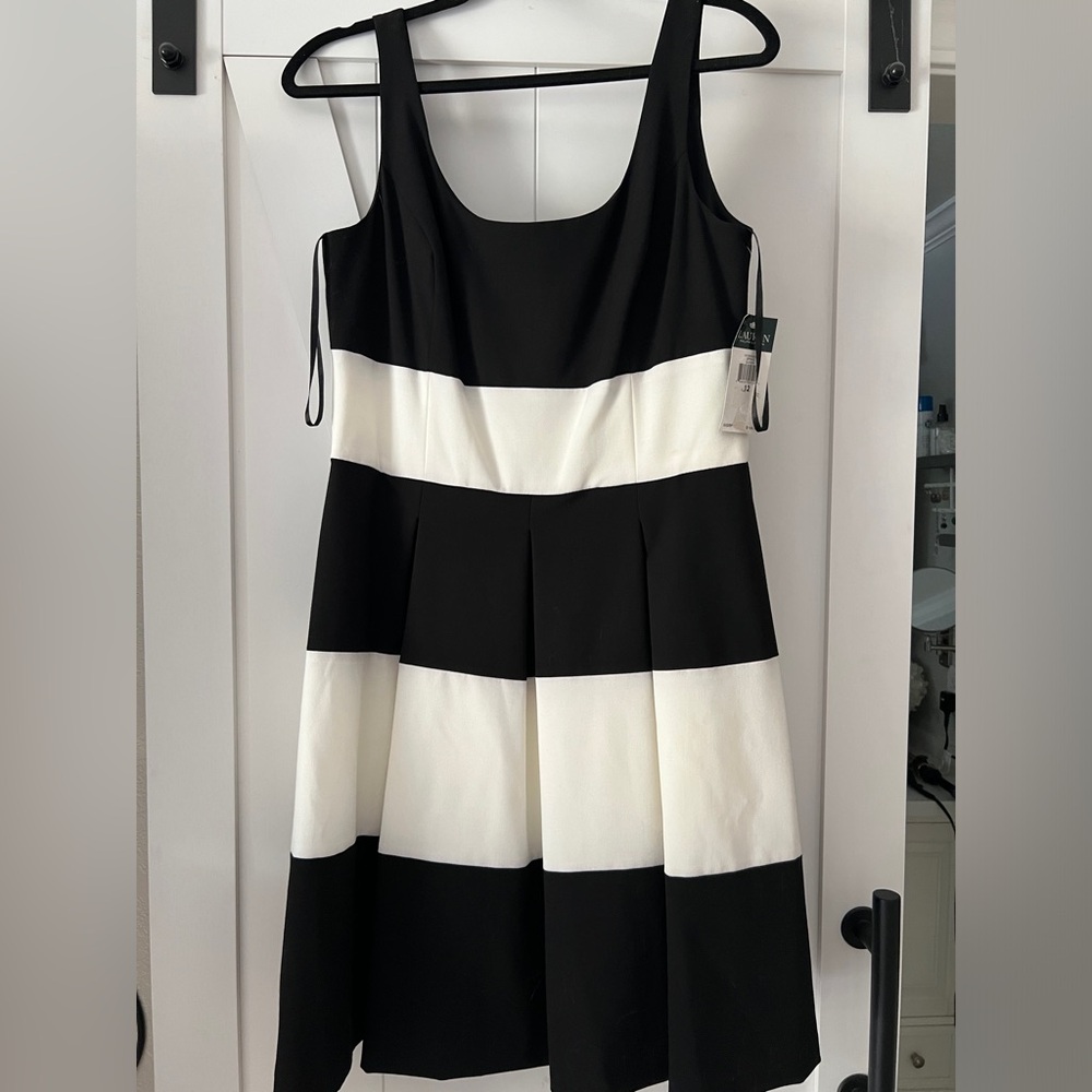 Ralph Lauren pleated summer dress black and white